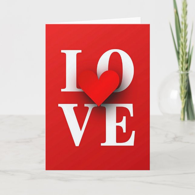 Carte rouge de cœur d'amour (Devant)