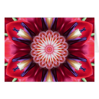 Carte rouge de mandala d'étoile de fleur