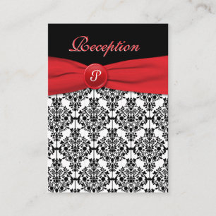 Carte rouge de réception Black Damask avec Poppy