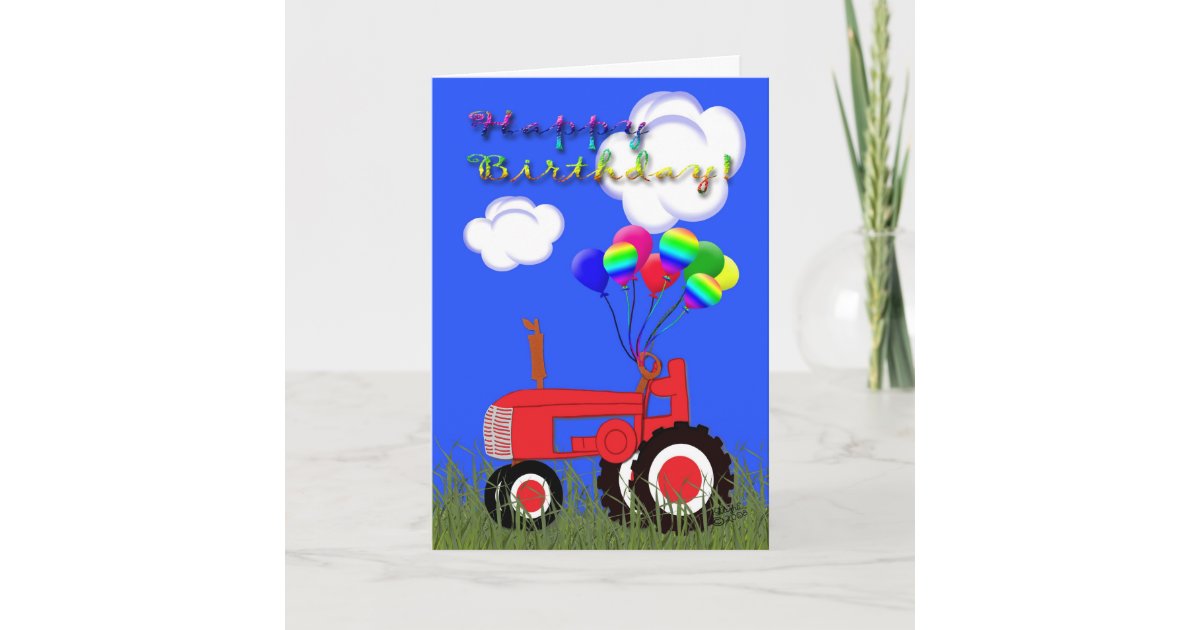 Carte Rouge De Tracteur De Joyeux Anniversaire Zazzle Fr