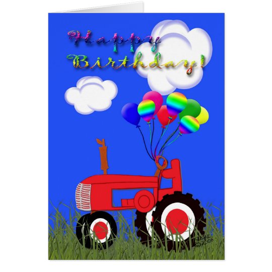 Carte rouge de tracteur  de joyeux  anniversaire  Zazzle fr