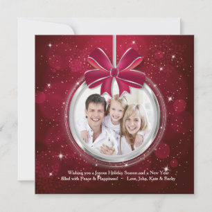 Carte rouge de vacances de photo d'ornement