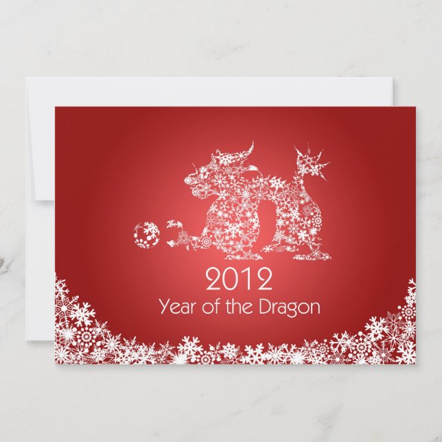 Carte rouge dragon chinois du Nouvel An 2012 (Devant)
