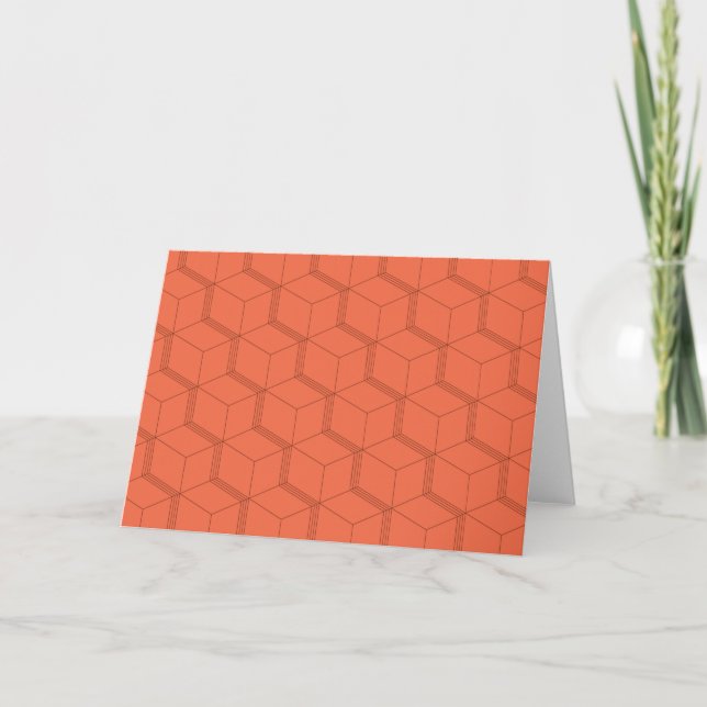 Carte Rouge, dynamique, rétro, cool tendance ligne cube  (Devant)