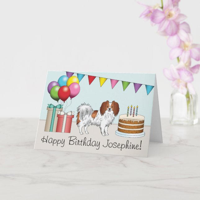 Carte Rouge Et Blanc Phalène De Chien Mignon Anniversair (Orchidée)