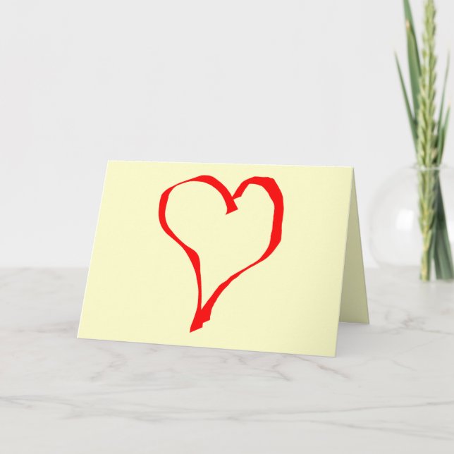 Carte Rouge et Crème Love Coeur Design. (Devant)