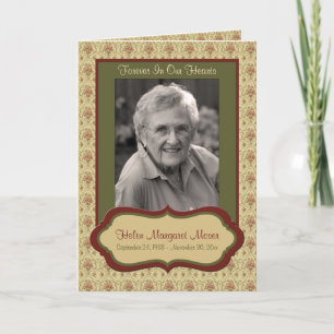 Carte rouge et verte Floral avec photo