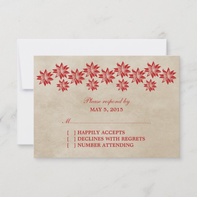 Carte Rouge Floral Vintage Wedding (Devant)