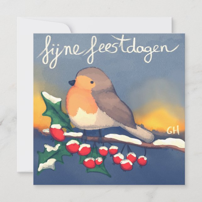 Carte Rouge-gorge, Joyeuses Fêtes (Devant)