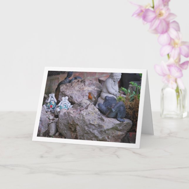 Carte Rouge-gorge sur rocherie (Orchidée)