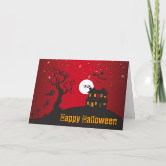 Carte Rouge hanté par Halloween heureux de Chambre