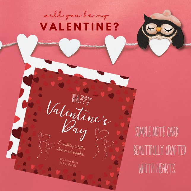 Carte rouge Heureuse Sainte-Valentin avec coeur (Happy Valentine's Day Red Card with hearts)