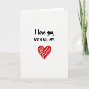 Carte rouge je t'aime cœur