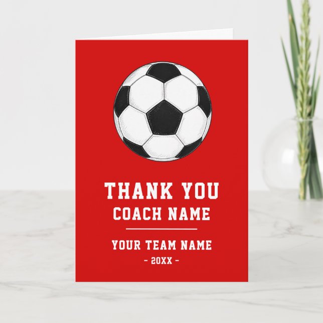 Carte rouge Merci Coach Nom de l'équipe Photo (Devant)