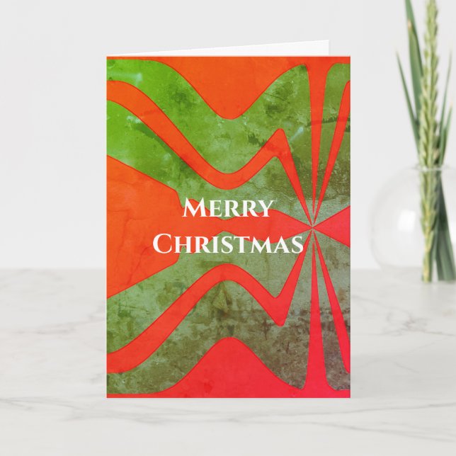 Carte Rouge Motif Vert Vertical Vague Noel (Devant)