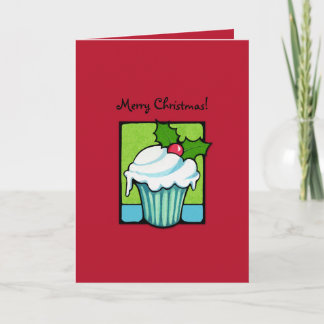 Carte rouge Noël Holly Cupcake