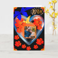 Rouge Orange Floral Colibri Fils 10e Anniversaire