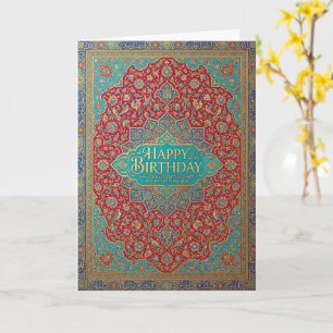 Carte Rouge Orné Mandala Élégant Joyeux Anniversaire