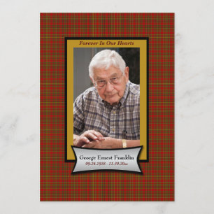 Carte rouge Plaid Flannel Memorial avec photo