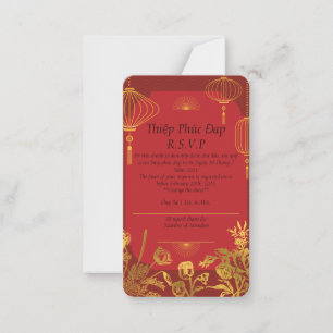 Carte rouge R.S.V.P qui est en anglais/vietnamien