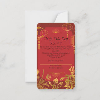 Carte rouge R.S.V.P qui est en anglais/vietnamien