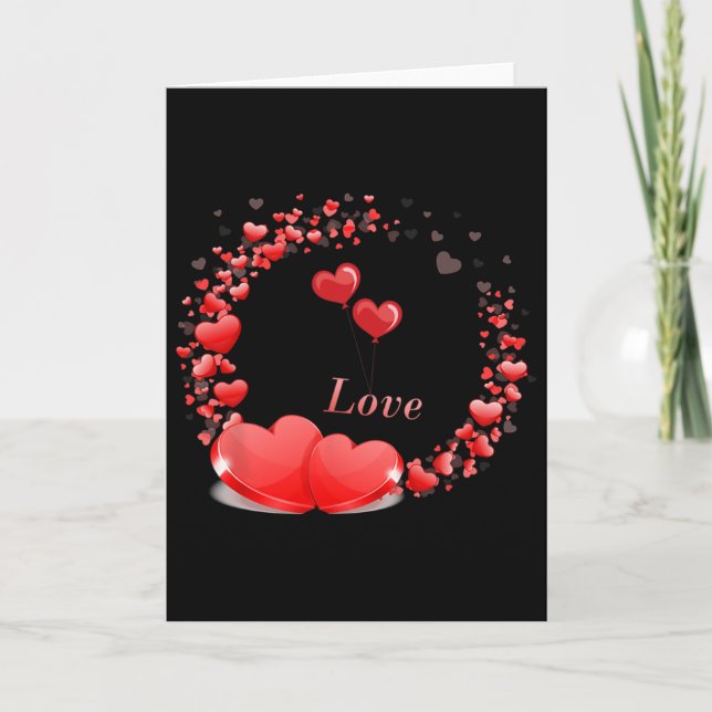 Carte Rouge romantique cœur Lloon conception d'amour pou (Devant)