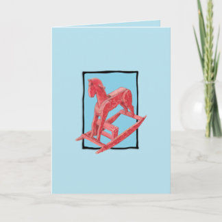 Carte rouge rouge rouge Cheval bleu