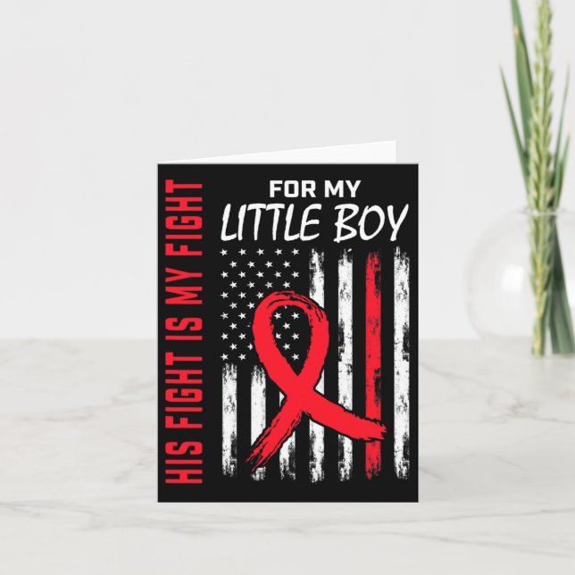 Carte Rouge Son Fils De Combat Petit Garçon Maladie Coeu (Devant)