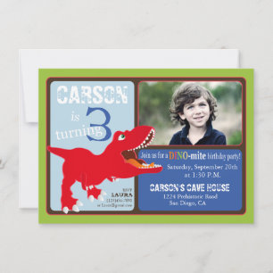 Carte rouge T-Rex Dinosaur 3e anniversaire