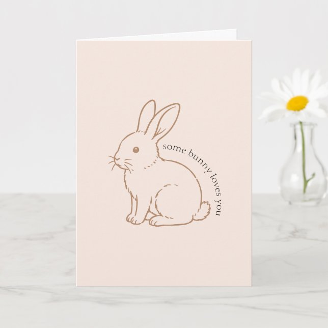 Carte Rouge Un Lapin T'aime Esquisse (Petite plante)