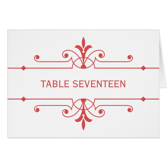 Carte rouge v2 Fancy Ornamial Table Numéro (Devant horizontal)