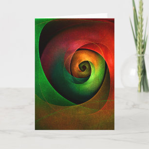 Carte Rouge Vert Floral Moderne Art Abstrait Motif #21