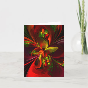 Carte Rouge vert moderne Floral Abstrait Art Motif #05
