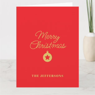 Carte Rouge vif et couleurs dorées Joyeux Noël