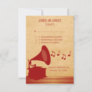 Carte rouge Vintage Gramophone