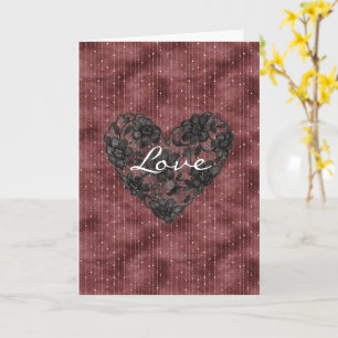 Carte Rouges Bourguignon Rayures Fausse Dentelle Florale