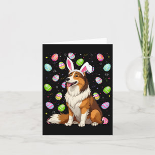 Carte Rough Collie Chien Pâques Chasse aux oeufs Bunny P