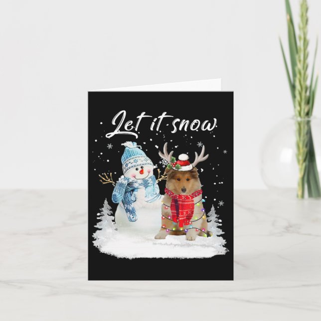 Carte Rough Collie Père Noël Chien Noël Snowman Xmas Paj (Devant)