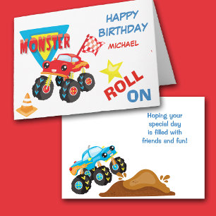 Carte Rouler Sur Le Camion Monster Anniversaire