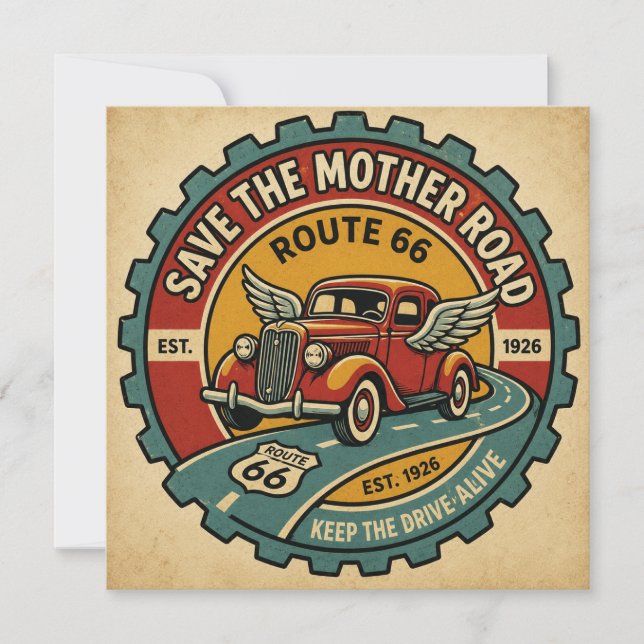 Carte Route 66 Hot Rod ailé (Devant)
