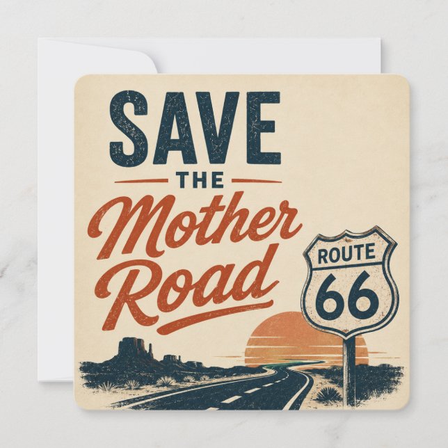 Carte Route 66 Mother Road Coucher de soleil (Devant)