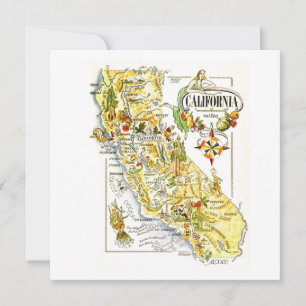 Carte Route de la Californie vintage USA