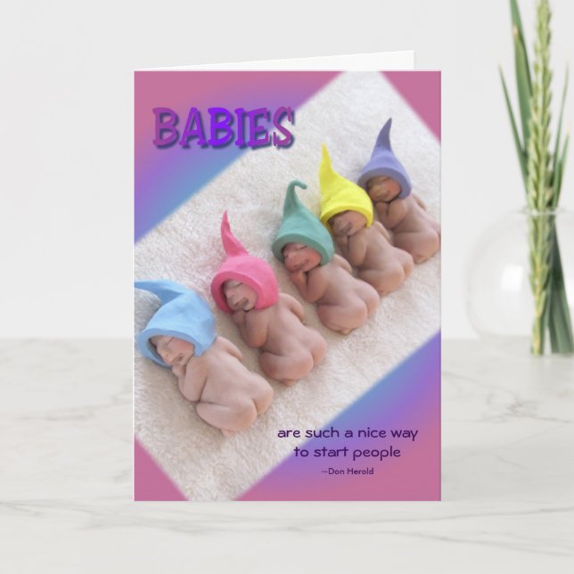 Carte Row of Sleeping Babies, polymère Clay Elves (Devant)