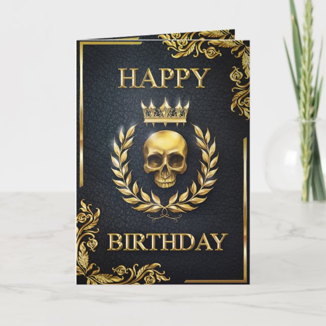 Carte Royal Black & Gold King of the Dead Birthday (Devant)