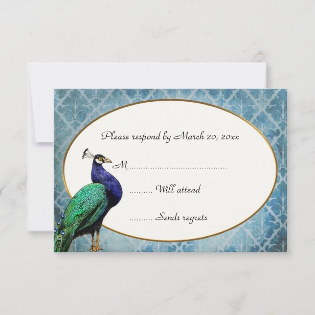 Carte Royal Peacock Blue RSVP (Devant)