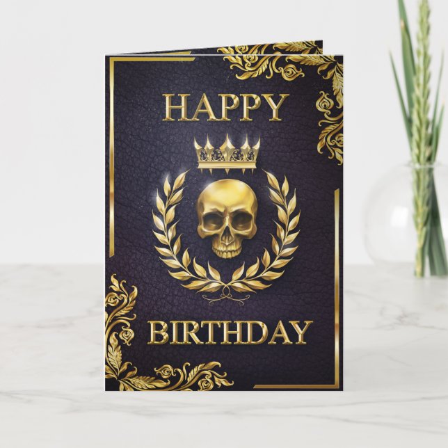 Carte Royal Purple & Gold King of the Dead Birthday Card (Devant)