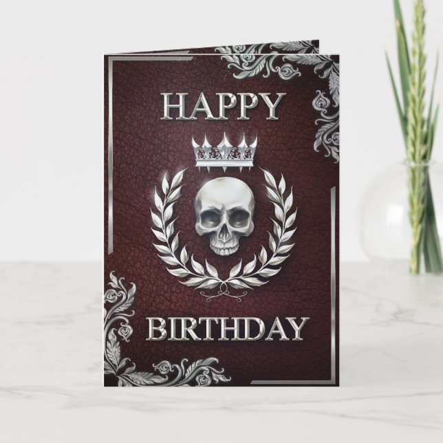 Carte Royal Red & Silver King of the Dead Birthday Card (Devant)
