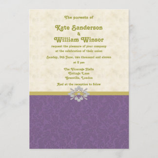 carte royale de violet et d'faire-part de mariage