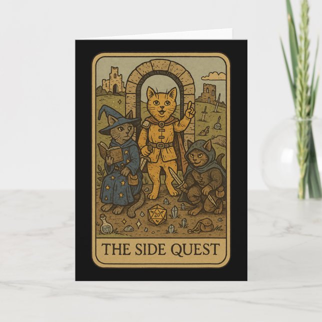 Carte Rpg Gamer Cats Funny Side Quest Tarot Card Nerdy M (Devant)