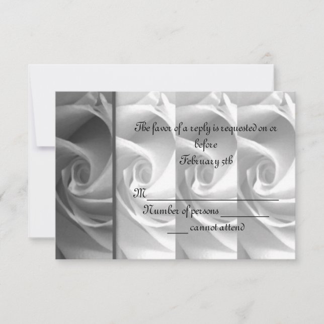 Carte RSVP #1 à Rose noire et blanche - ELLEN (Devant)